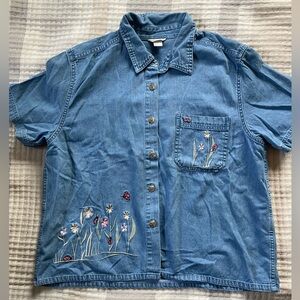 Christopher & Banks Blue Embroidered Women’s Shirt